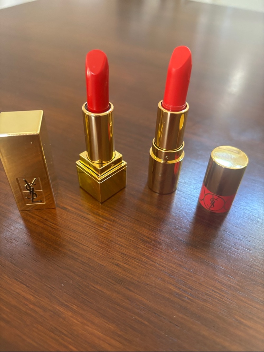 Yves Saint Laurent Dual Red Lipstick Set in Bold Cherry and Classic Red